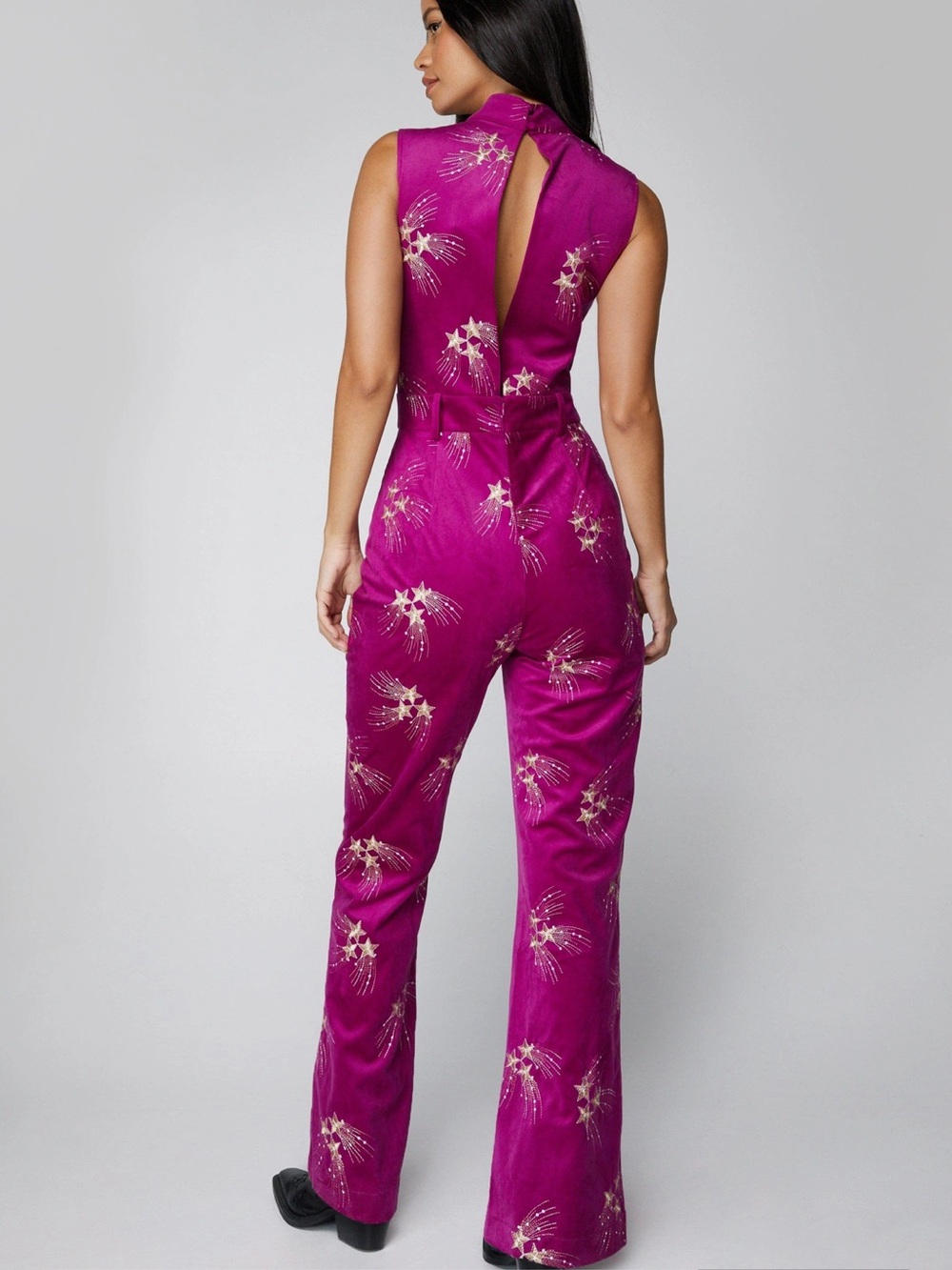 Nasty Gal Embroidered Velvet Jumpsuit - Picture 3 of 8
